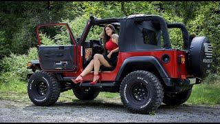 Fast Driving Girls - Debbi Jeep Wrangler 2.4 in high heels and barefoot V099