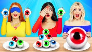No Eyes One Eye and Two Eyes Challenge  Last To Stop Eating Honey Jelly Eyeball Mukbang by RATATA