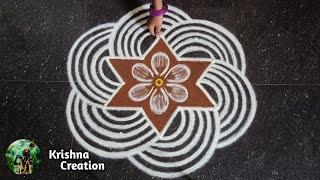 Panguni madham simple padi kolam  5x3 dot easy star kolam  pandaga muggulu  Beautiful rangoli