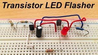 Transistor flashing LED with BC547 and BC557