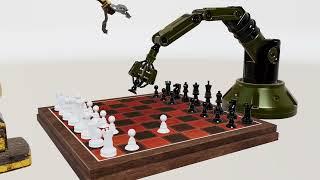 Robot Chess Battle  3D Animation