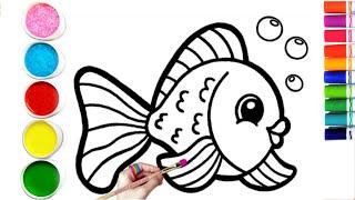 how to draw cute and easy fish  easy drawing  painting and coloring for kids & toddler