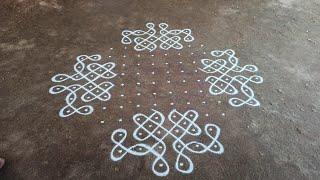 14 x 2 dots simple kambi kolam  very simple steps to make sikku kolam  SathyaSelva Arts