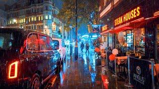 Rainy London Night Walk Ambience West End City Streets Light Reflections