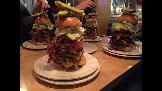 6 patty burger challenge at Cannibal Cafe