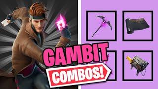 GAMBIT COMBOS  FORTNITE SKIN REVIEW