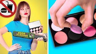 HOW TO SNEAK FOOD  When Food is Your BFF Cool Hacks to Sneak Makeup and Candies by 123 GO Series