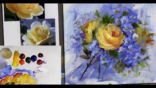 Vibrant Yellow Rose Painting In Acrylics A Stunning Contrast