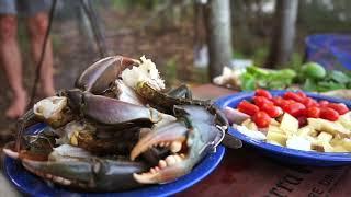 The best Chilli Mud Crab Recipe cooked over Fire by the river