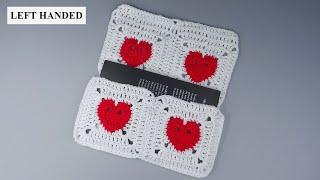 LEFT HANDED  Crochet Heart Book Sleeve Tutorial  Super Easy  Step By Step