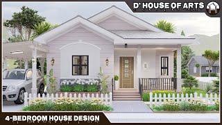 4 BEDROOMS  96 SQM.8m. x 12m. 1033 SQFT.  Bungalow House Design  Modern House Design  2 T&B