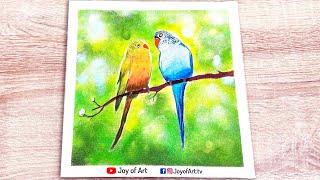 Budgies  Love Birds Acrylic Painting for Beginners  Joy of Art #115