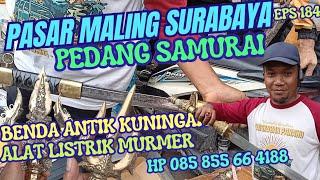 Pasar Maling Surabaya Ada Pedang Samurai Barang Antik kuningan & alat listrik murmer