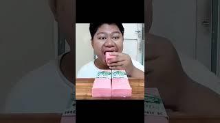 Mukbang puding susu kotak indomilk strawberry makan susu kotak indomilk strawberry 