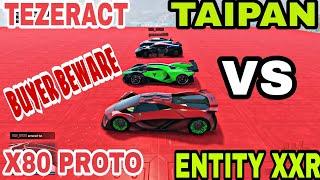 GTA 5 NEW DLC CAR PEGASSI TEZERACT VS X80 PROTO VS ENTITY XXR VS CHEVAL TAIPAN LONGEST DRAG RACE