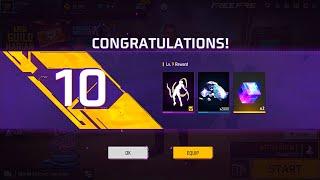 LEVEL UP 10  AMAZING REWARDS  DIAMONDS  EMOTE  FREE FIRE