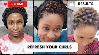 I do this to Refresh Curls on TWA 4c kinky hair Morning Routine