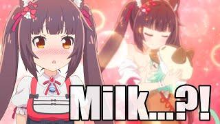 Chocola breastfeeds a cat