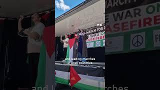 Protesters in London salute Arab women leading marches against Israel’s war in Gaza