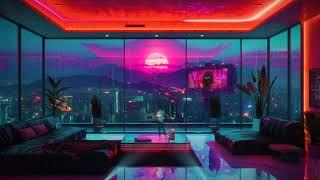 Futuristic Ambience Cyberpunk Apartment  Rain Sounds for Relaxing