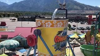 Up Close Big Yellow Tipping Bucket at Cowabunga Bay