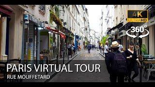 WALKING IN PARIS RUE MOUFFETARD  360 4K