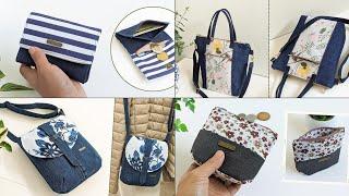 4 Old Jeans and Printed Fabric Ideas  DIY Bags and Wallets  Old Jeans Ideas  Upcycled Crafts