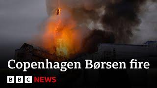Copenhagens historic stock exchange in flames  BBC News