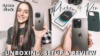 IPHONE 14 PRO UNBOXING & SET UP  Testing Dynamic Island + Camera  Space Black