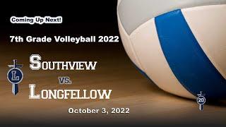 7th Grade Volleyball Longfellow vs. Southview  10-3-22