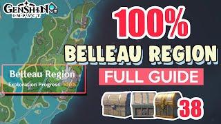 How to Belleau Region 100% FULL Exploration ⭐ Fontaine ALL CHESTS GUIDE 4.0【 Genshin Impact 】