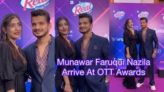 Munawar Faruqui with GF Nazila Sitaishi arrive at OTT play awards night in mumbai #munawarfaruqui