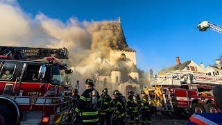 **EARLY ARRIVAL 6th-ALARM** MAJOR Fire Destroys Faith Lutheran Church on Easter CambridgeMA Box 285