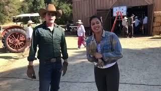 Gina Rodriguez and Brett Dier on the set of Jane the virgin