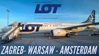 A Great Day On LOT  Boeing 737-800 & E195  LOT Economy Class  ZAG - WAW - AMS  Trip Report