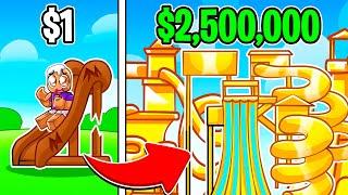 $1 vs $250000000 LUXURY WATERPARK in Roblox