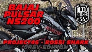 Bajaj Pulsar NS200 - Project46 - Rossi Shark Grey Edition Sticker Kit - Moto Sticker 54