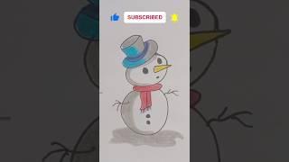 Drawing snow man #easydrawing #simpledrawing #snowman #winterseasondrawing #cutepapercraft