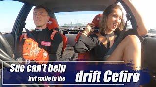 Sue cant help but smile in the drift Cefiro