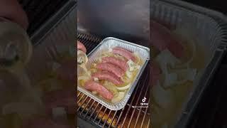 Smoked Beer Boiled Brats on the Traeger