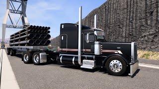 Custom Flatbed Hauling - 700hp CAT Power - Peterbilt 389 - American Truck Simulator