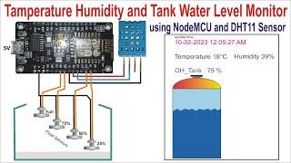 Temperature Humidity and Tank Water Level Monitor Experiment with NodeMCU ESP8266