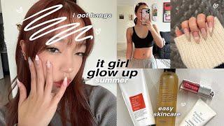 it girl summer GLOW UP transformation i got bangs  hygiene routine bf waxes me cute nails 