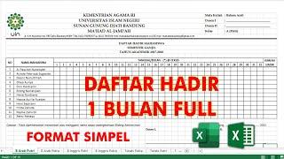 Cara membuat absensi daftar hadir untuk 1 bulan di excel LENGKAP