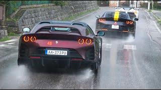 Ferrari Cavalcade going CRAZY in the Dolomites - Daytona SP3 812 Competizione Aperta La Ferrari