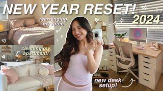 NEW YEAR RESET FOR 2024  deep cleaning my apartment new desk new room organizing etc