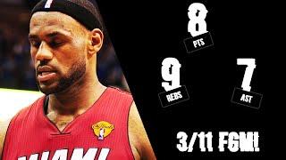 LeBron James WORST Career Game Lowlights 2011 Finals G4 vs Mavs - 8 Pts 9 Rebs 7 Asts 3-11 FGM