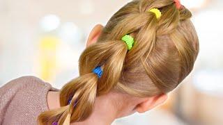 PULL THROUGH BRAID with BRIGHT ELASTICS  Back to School hairstyle Little girls hairstyles #29