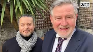 Barry Gardiner Labour MP for Brent North with Jean-Luc Julienne a bar team leader at JJ Moons.
