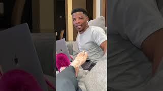 Surprising my husband with dry feet for his reaction… #shorts #comedy #reaction #couple